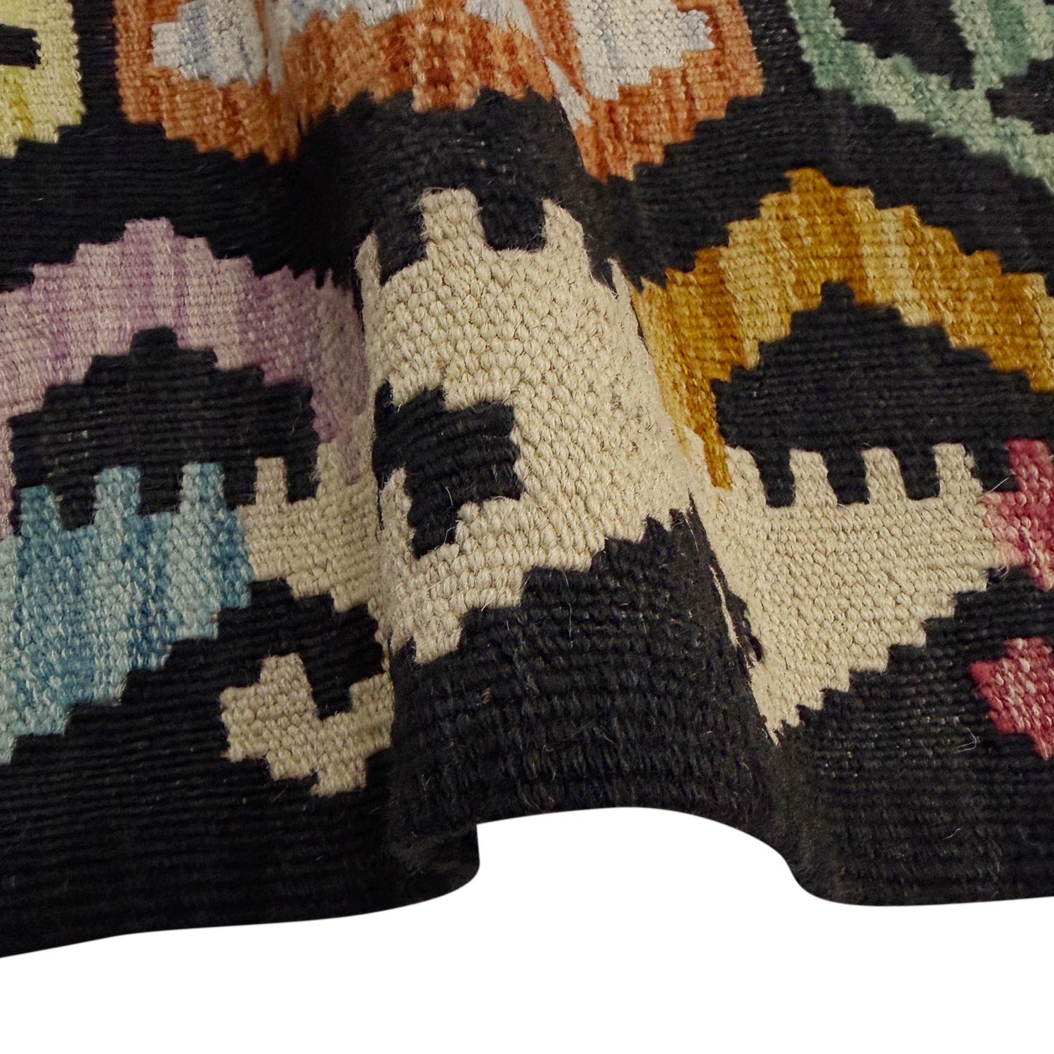 Multi Color ful Flat-Weave Wool Kilim 6' 7" x 9' 9" ft / 201 x 297 cm - No. W38107