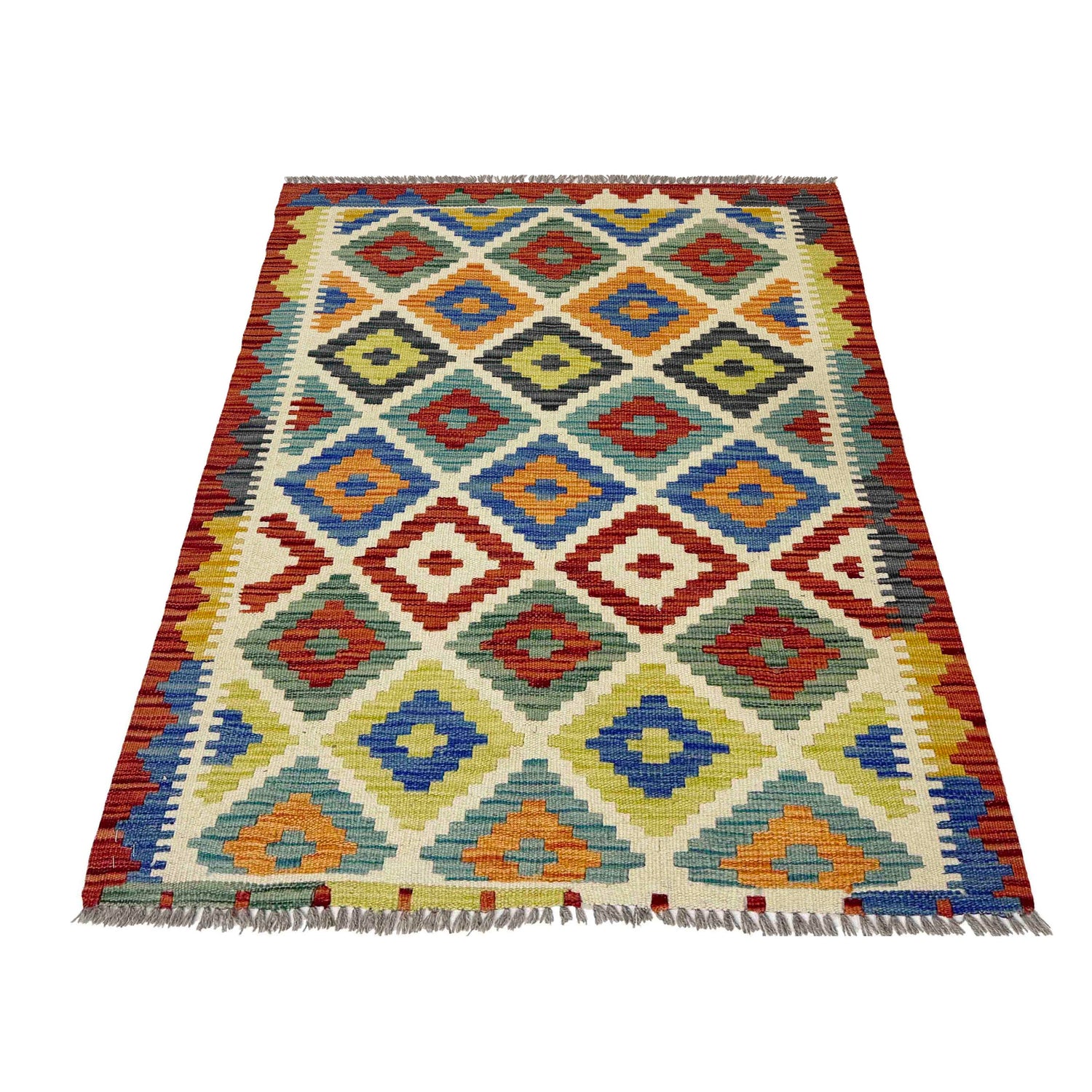 Hand Knotted Flatweave Kilim 2' 10" x 3' 10" ft / 86 x 118 cm - No. W38112