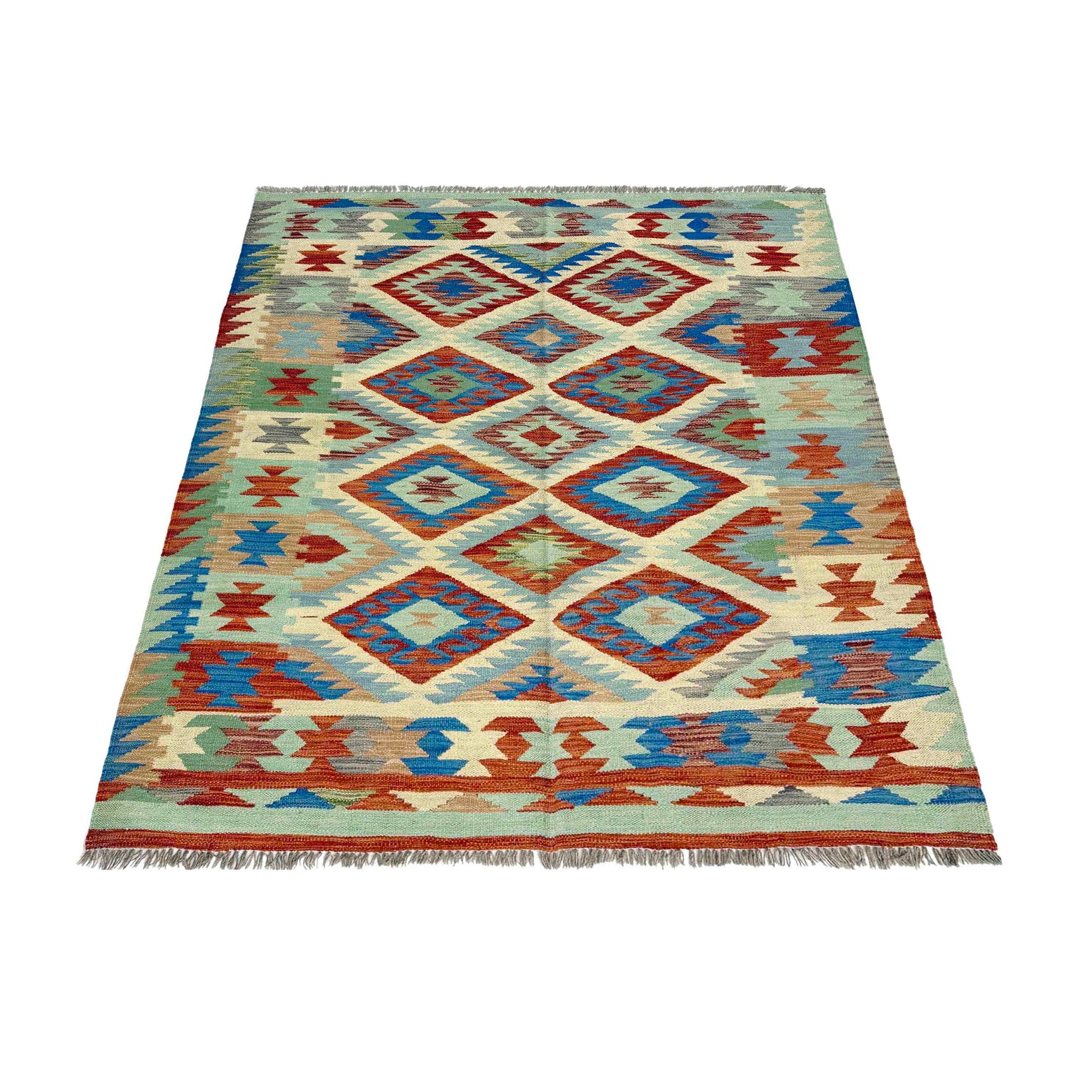 Hand Knotted Flatweave Kilim 4' 11" x 6' 5" ft / 151 x 195 cm - No. W38126