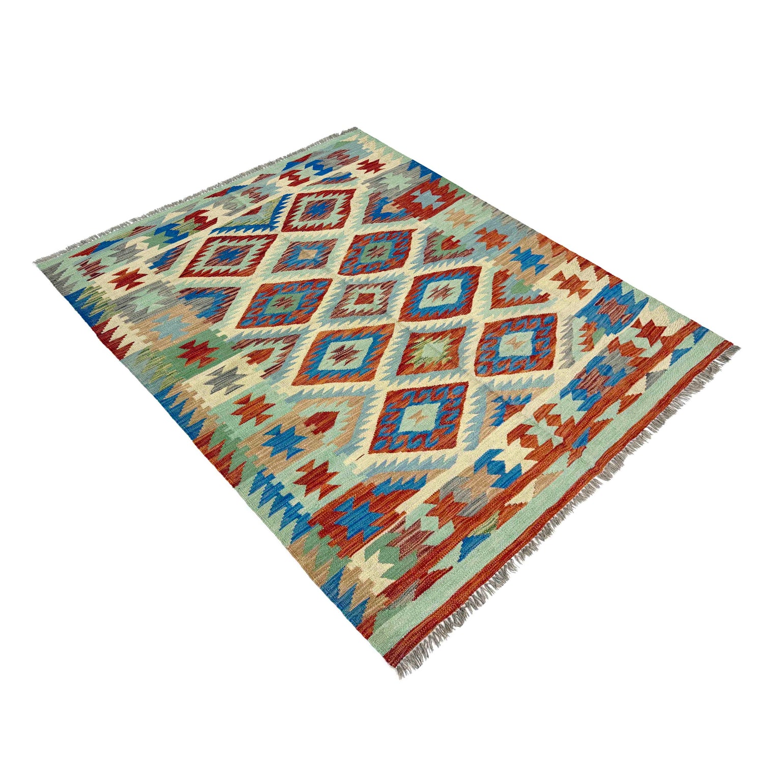 Hand Knotted Flatweave Kilim 4' 11" x 6' 5" ft / 151 x 195 cm - No. W38126