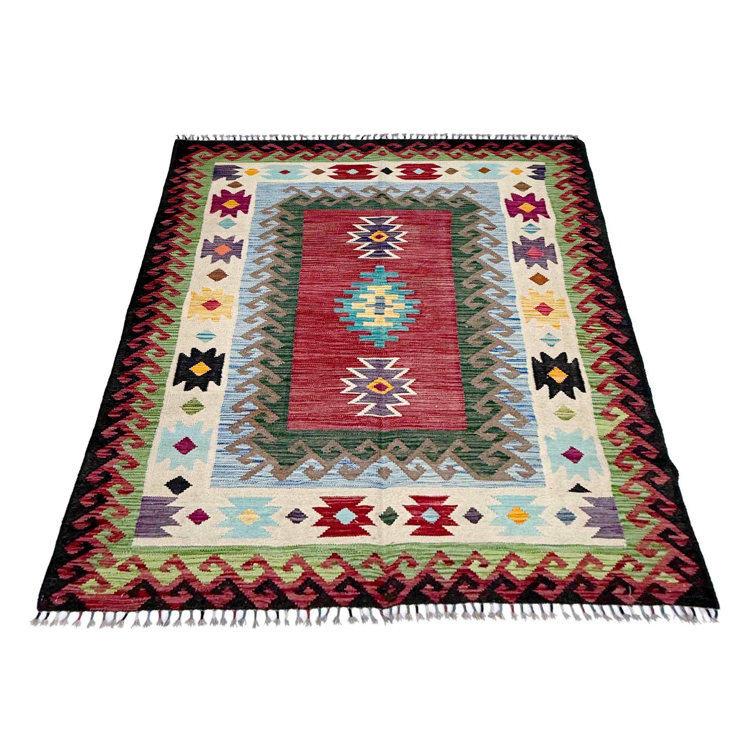 Handmade Vegetable Kelim 4' 11" x 6' 7" ft / 150 x 200 cm - No. W38127