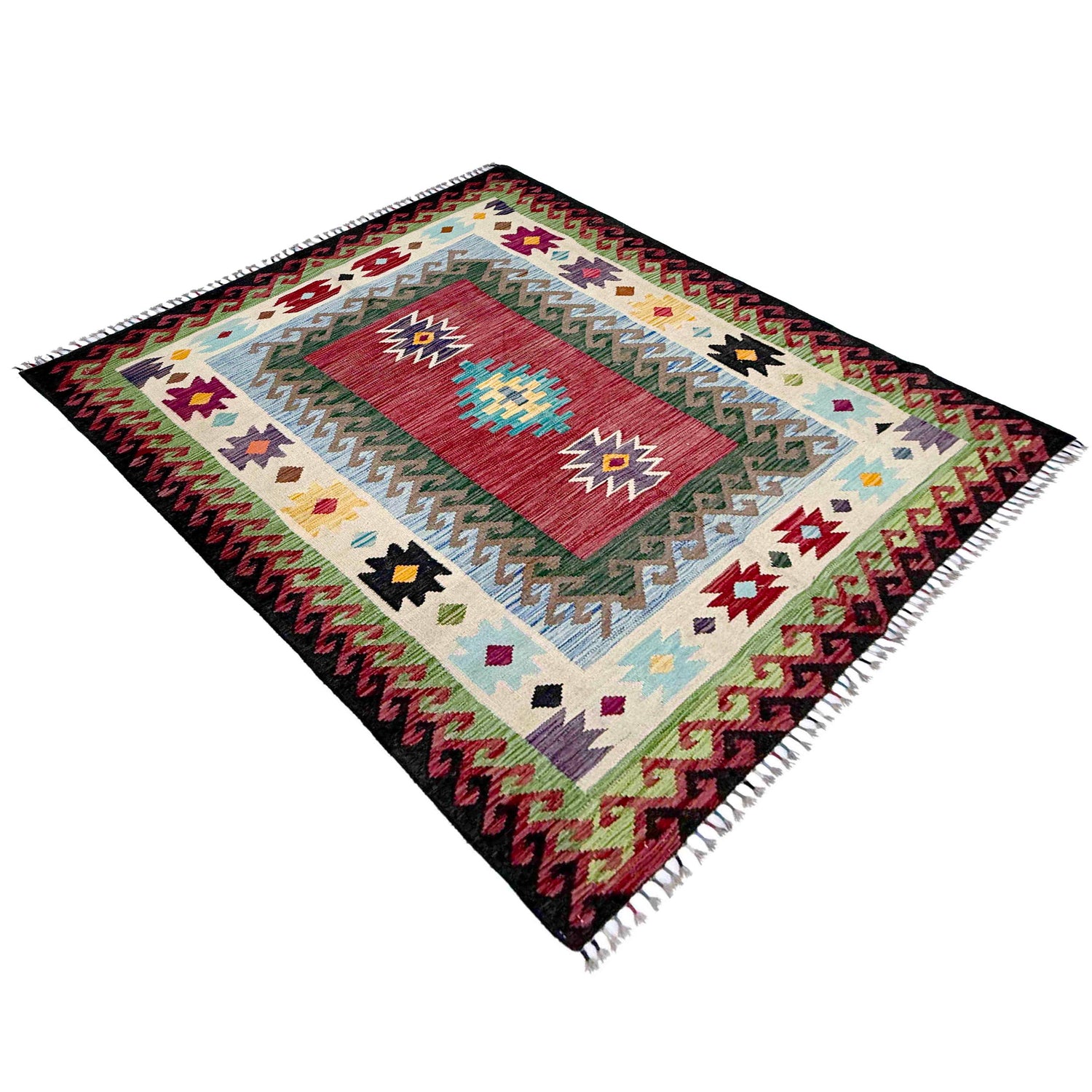 Handmade Vegetable Kelim 4' 11" x 6' 7" ft / 150 x 200 cm - No. W38127