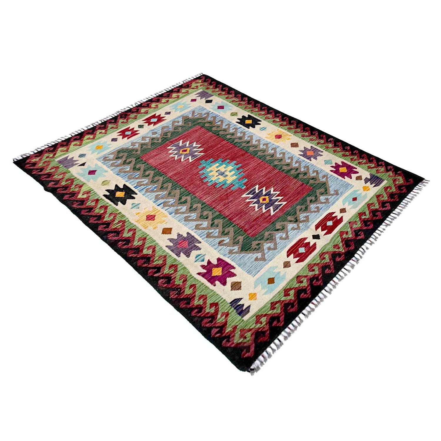 Handmade Vegetable Kelim 4' 11" x 6' 7" ft / 150 x 200 cm - No. W38127