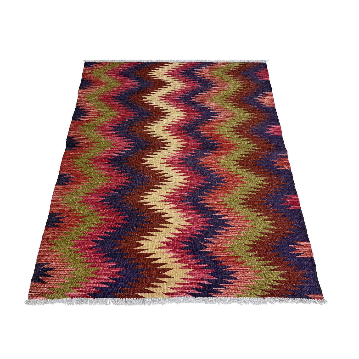Handmade Afghan Vegetable Kilim 3' 5" x 4' 10" ft / 103 x 147 cm - No. W38148