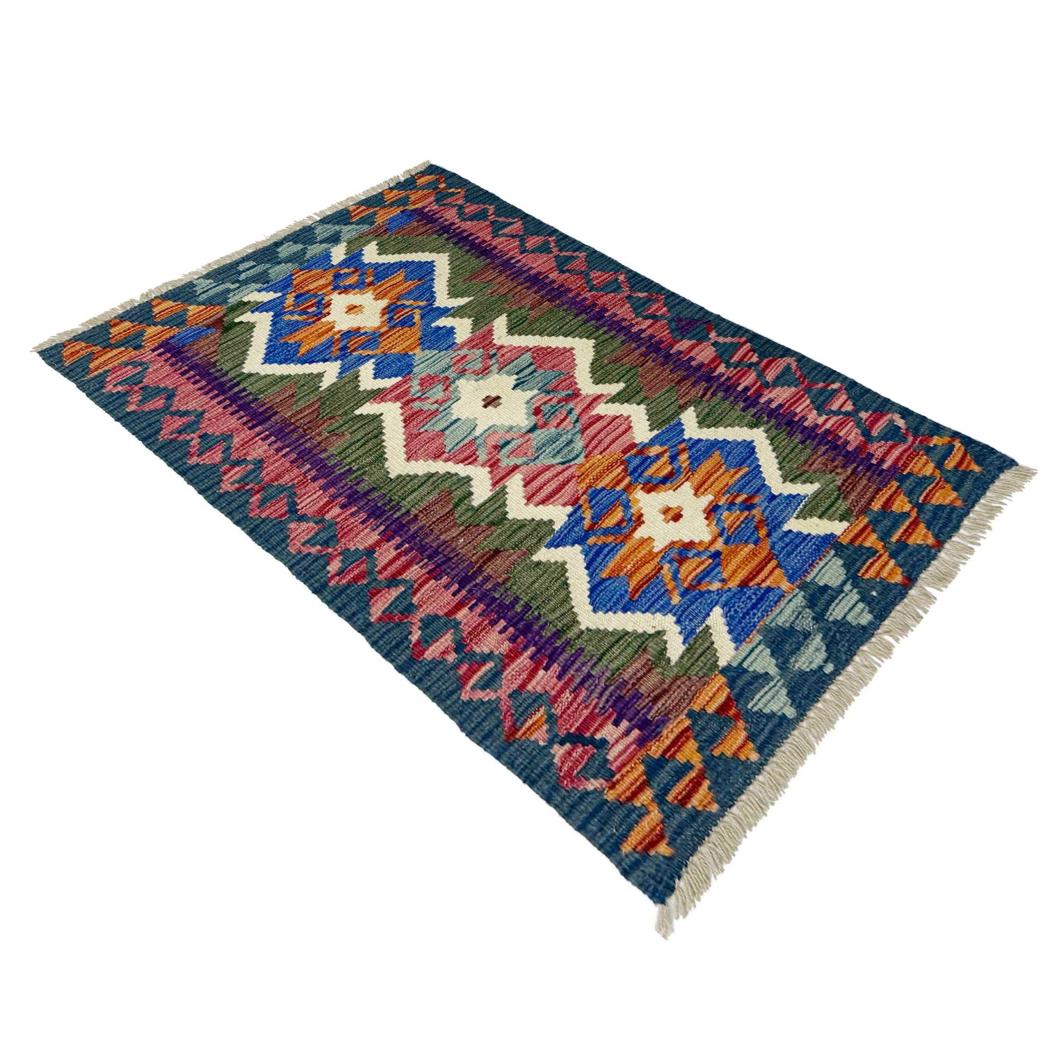 Handmade Afghan Vegetable Kilim 2' 5" x 3' 10" ft / 73 x 116 cm - No. W38223