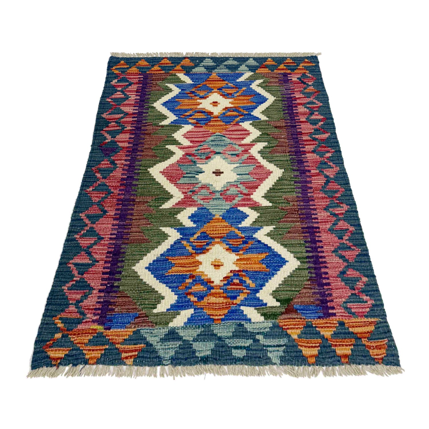 Handmade Afghan Vegetable Kilim 2' 5" x 3' 10" ft / 73 x 116 cm - No. W38223