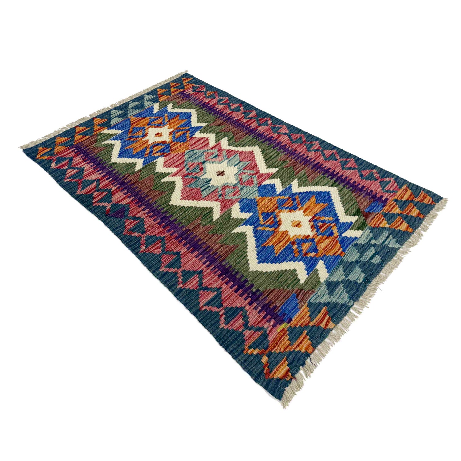 Handmade Afghan Vegetable Kilim 2' 5" x 3' 10" ft / 73 x 116 cm - No. W38223