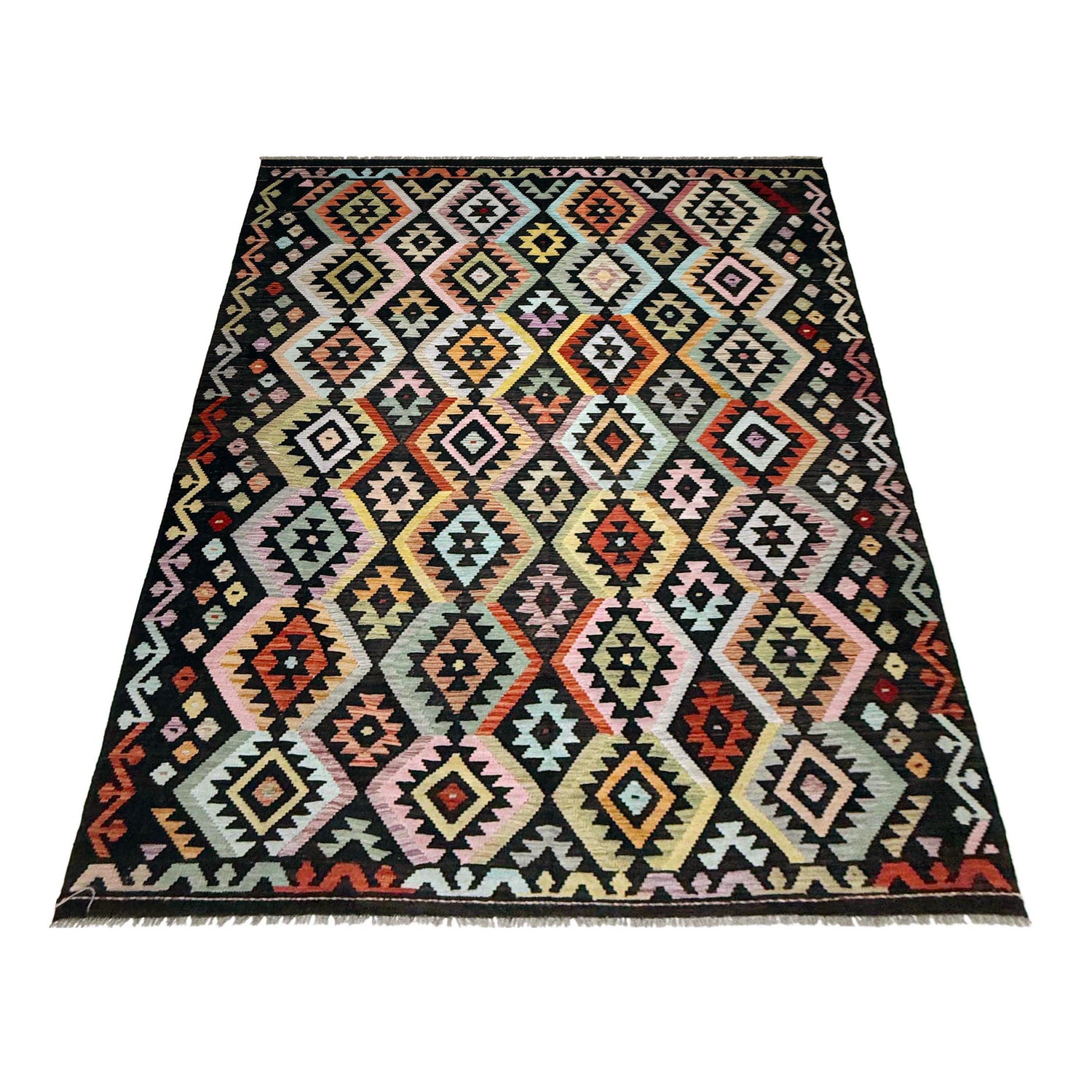 Hand Knotted Afghan Style Kilim 6' 5" x 9' 7" ft / 196 x 292 cm - No. W38229