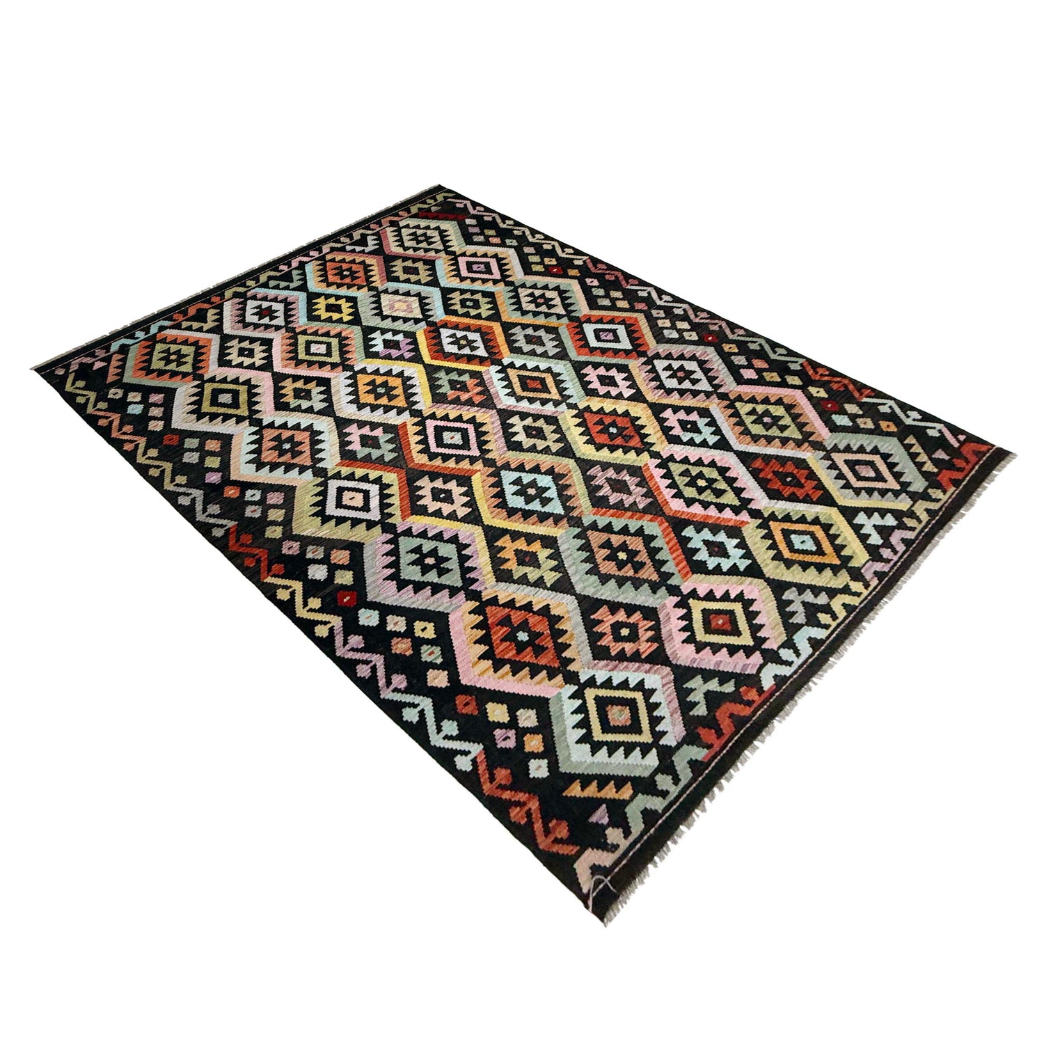 Hand Knotted Afghan Style Kilim 6' 5" x 9' 7" ft / 196 x 292 cm - No. W38229