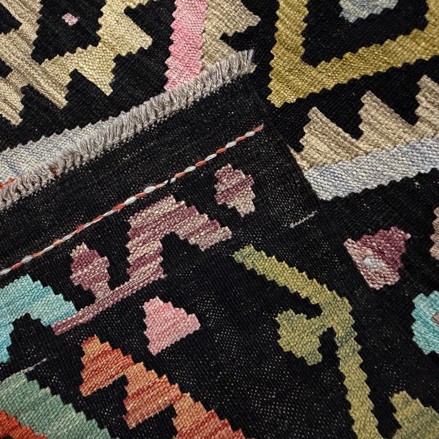 Hand Knotted Afghan Style Kilim 6' 5" x 9' 7" ft / 196 x 292 cm - No. W38229