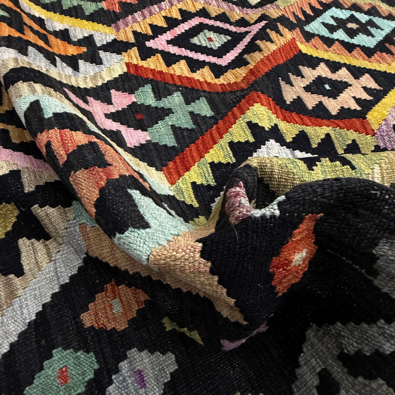 Hand Knotted Afghan Style Kilim 6' 5" x 9' 7" ft / 196 x 292 cm - No. W38229
