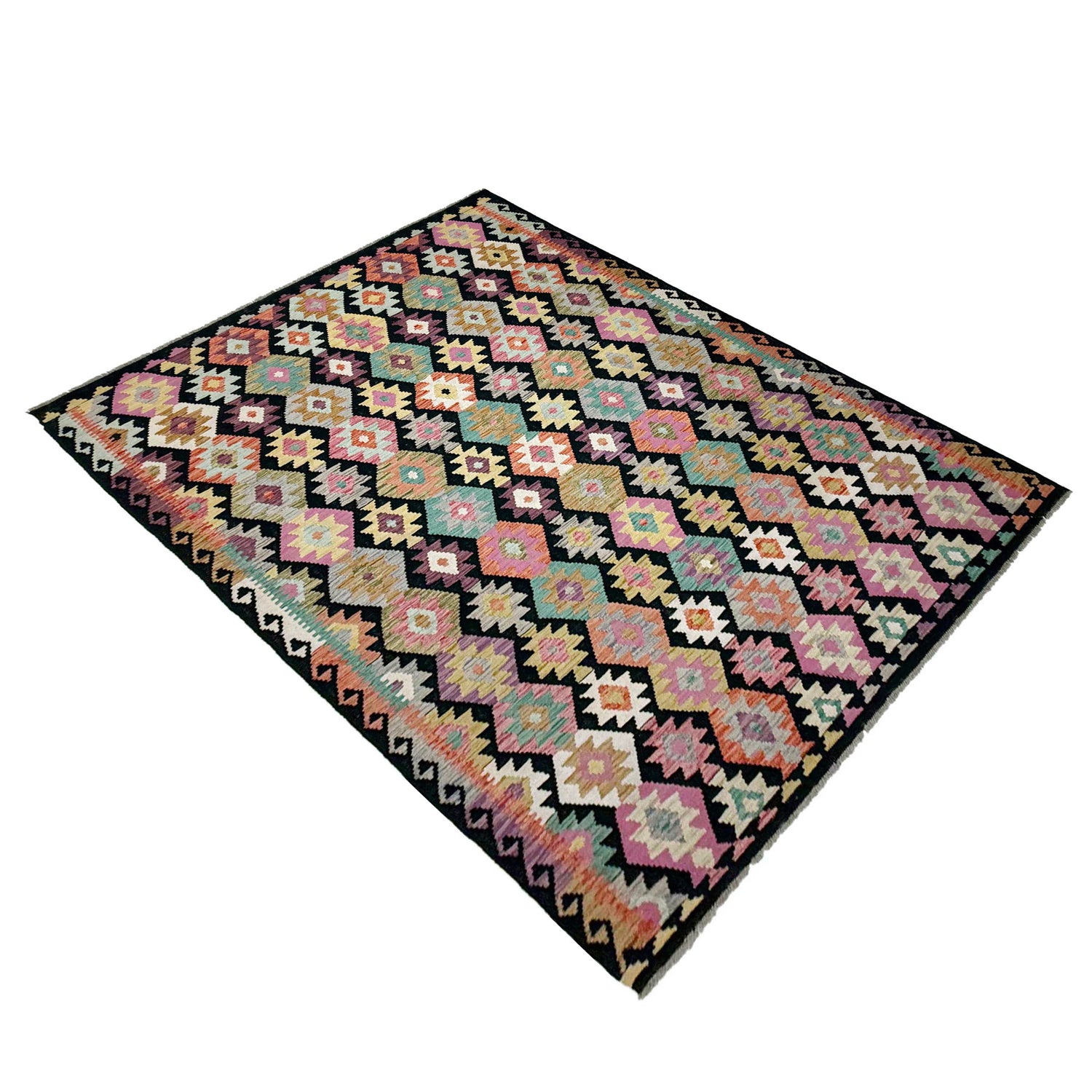 Handmade Turkish Design Wool Kilim 6' 8" x 9' 9" ft / 204 x 298 cm - No. W38231