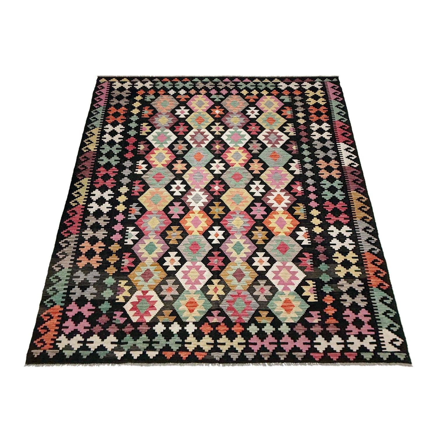 Hand Knotted Flatweave Kilim 6' 5" x 9' 8" ft / 196 x 295 cm - No. W38233