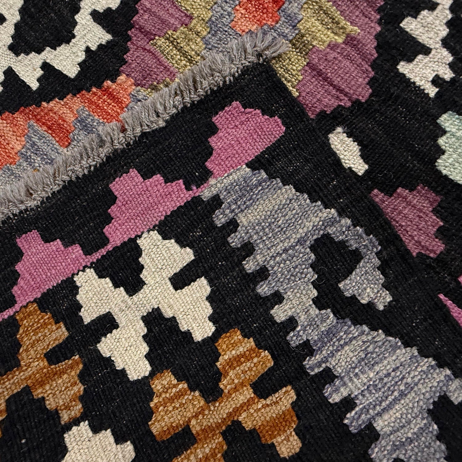 Handmade Afghan Vegetable Kilim 6' 7" x 9' 8" ft / 201 x 294 cm - No. W38234