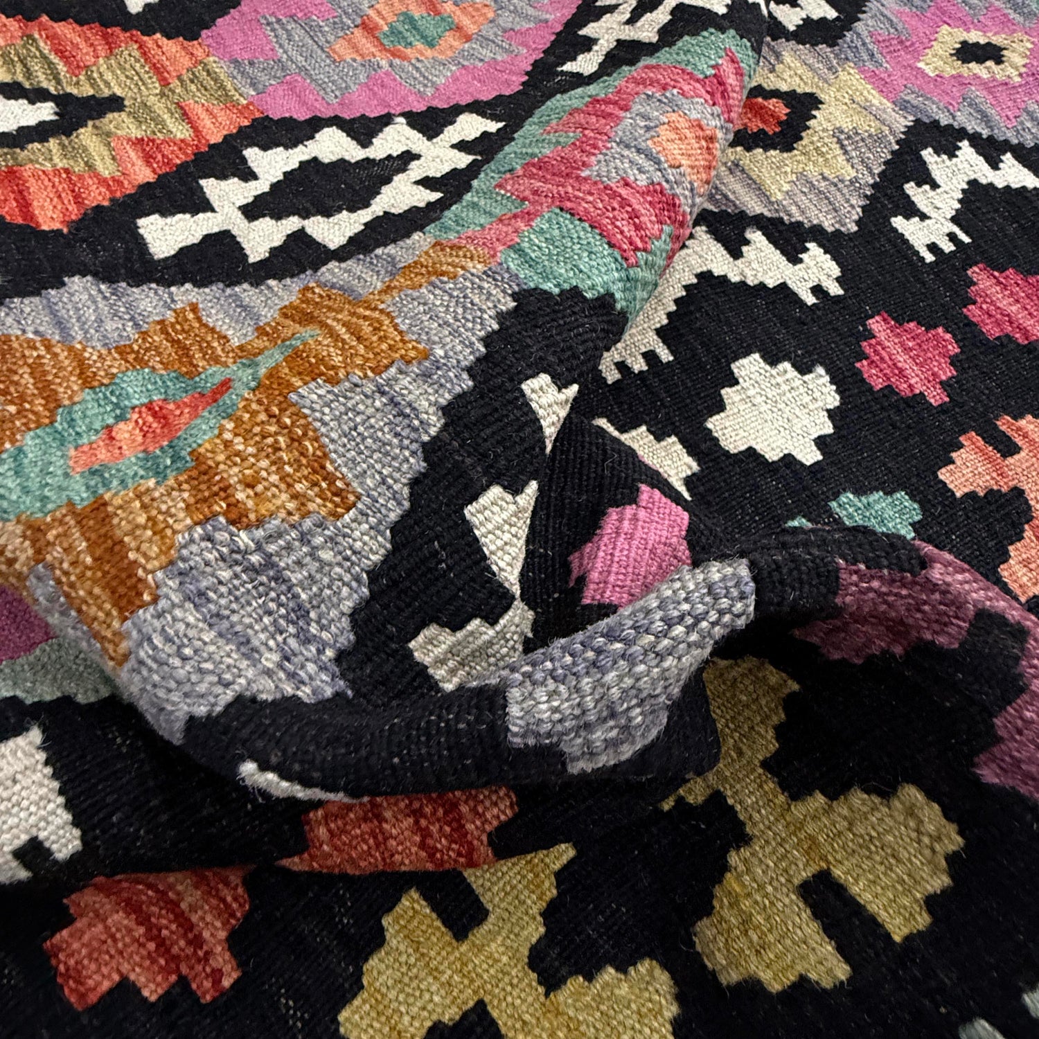 Handmade Afghan Vegetable Kilim 6' 7" x 9' 8" ft / 201 x 294 cm - No. W38234