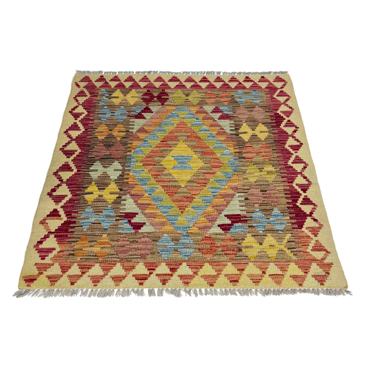 Hand Made Afghan Kilim 3' 5" x 3' 8" ft / 103 x 112 cm - No. W38237