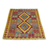 Multi Color ful Flat-Weave Wool Kilim 3' 3" x 3' 10" ft / 100 x 118 cm - No. W38241
