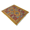 Multi Color ful Flat-Weave Wool Kilim 3' 3" x 3' 10" ft / 100 x 118 cm - No. W38241