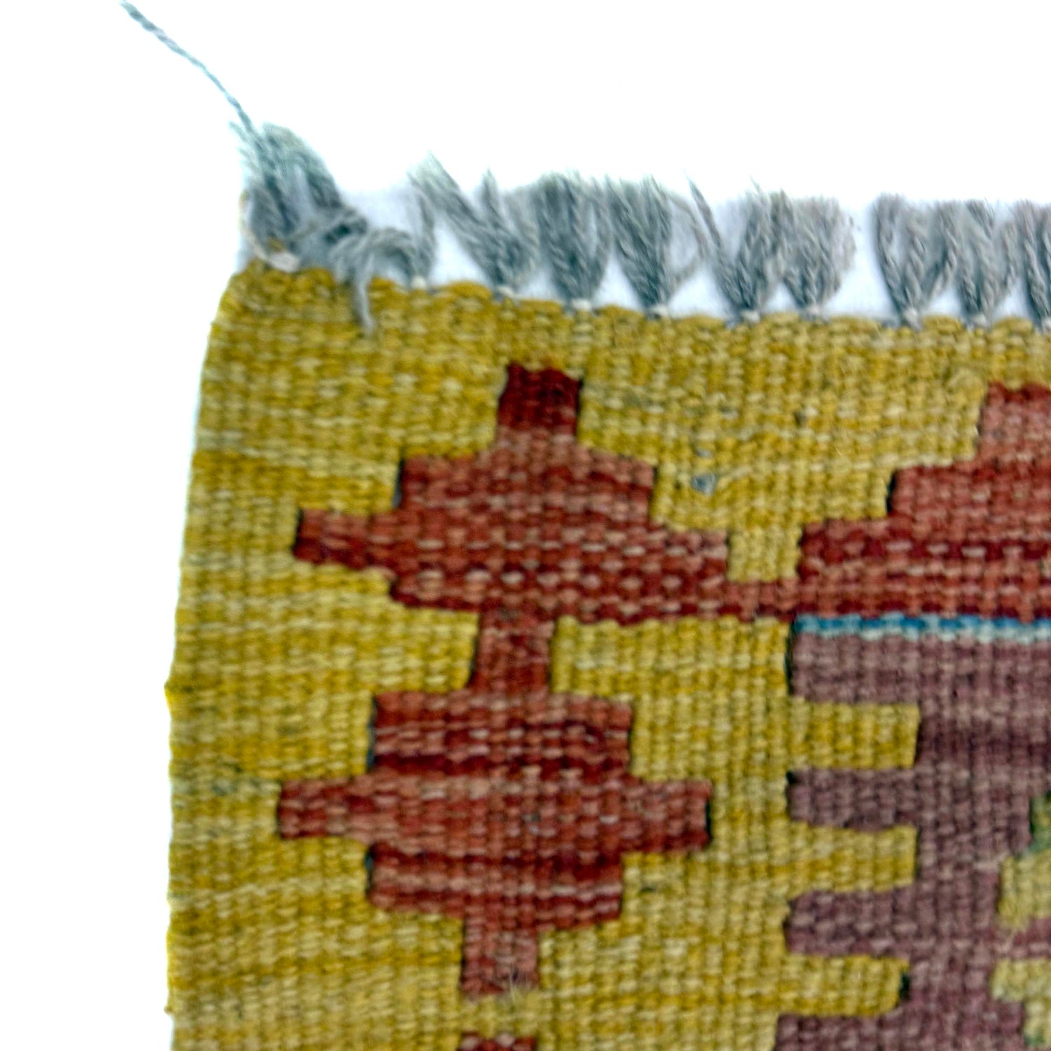Multi Color ful Flat-Weave Wool Kilim 3' 3" x 3' 10" ft / 100 x 118 cm - No. W38241