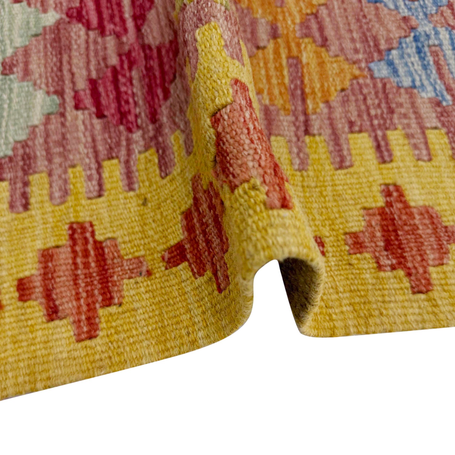 Multi Color ful Flat-Weave Wool Kilim 3' 3" x 3' 10" ft / 100 x 118 cm - No. W38241