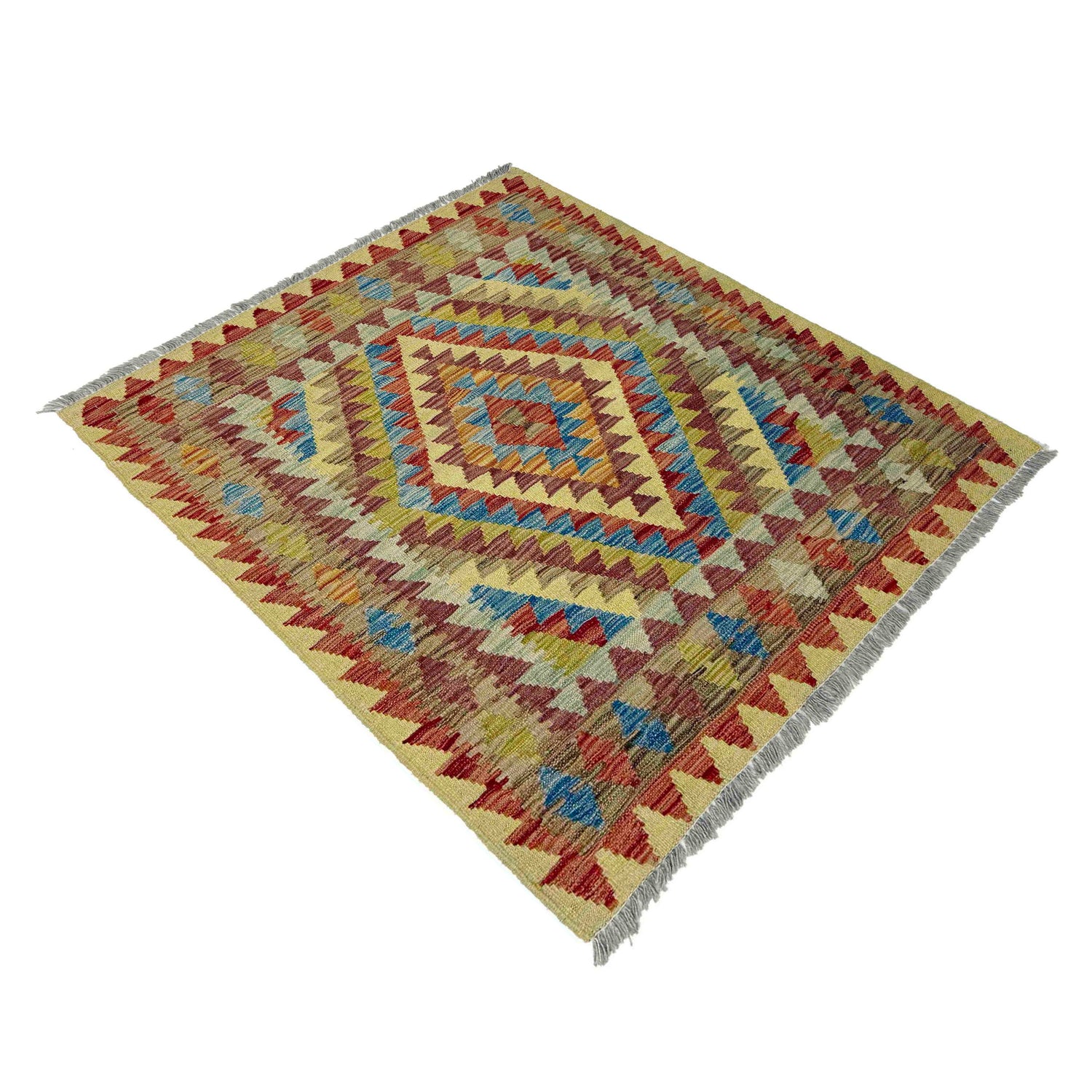 Handmade Vegetable Kilim 3' 3" x 3' 10" ft / 98 x 116 cm - No. W38243