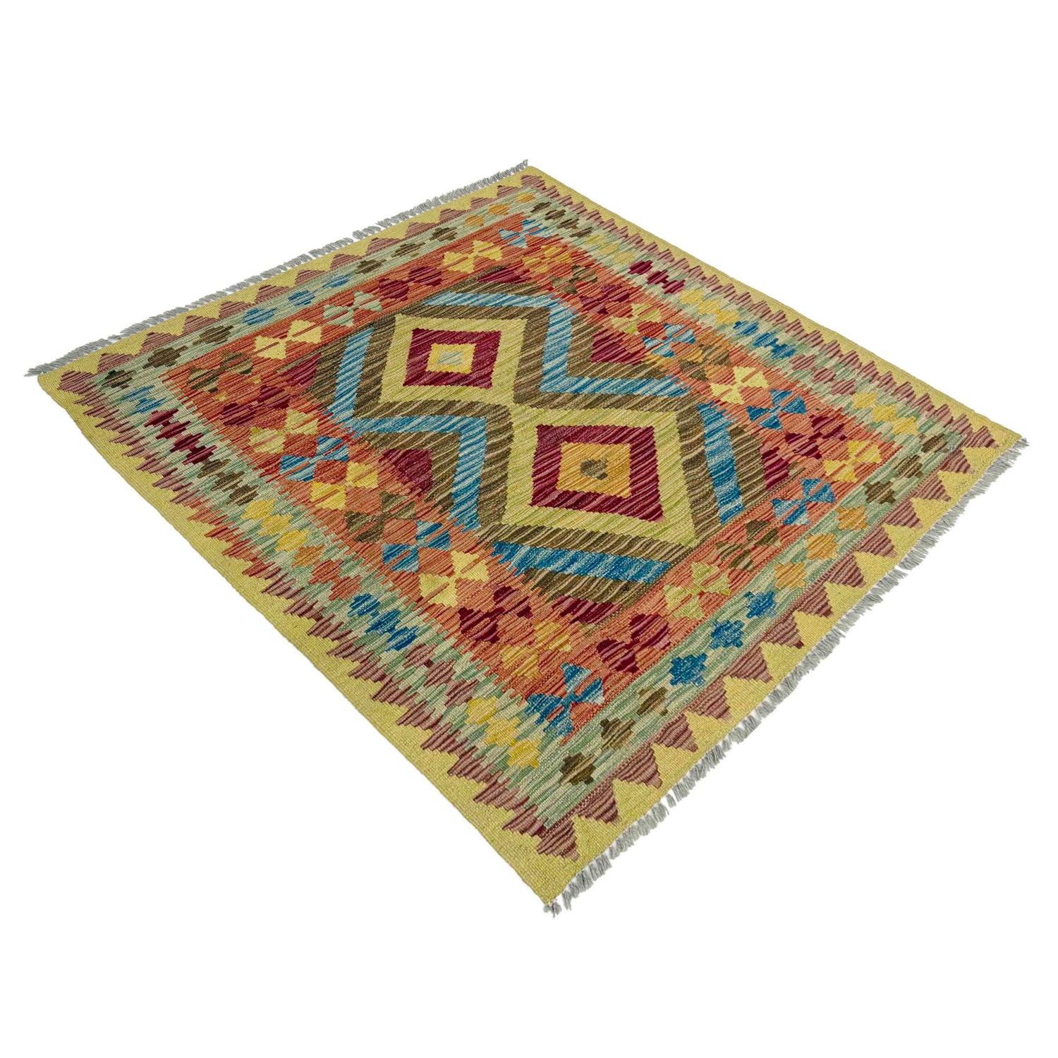 Handmade Vegetable Kelim 3' 5" x 4' 1" ft / 104 x 125 cm - No. W38244