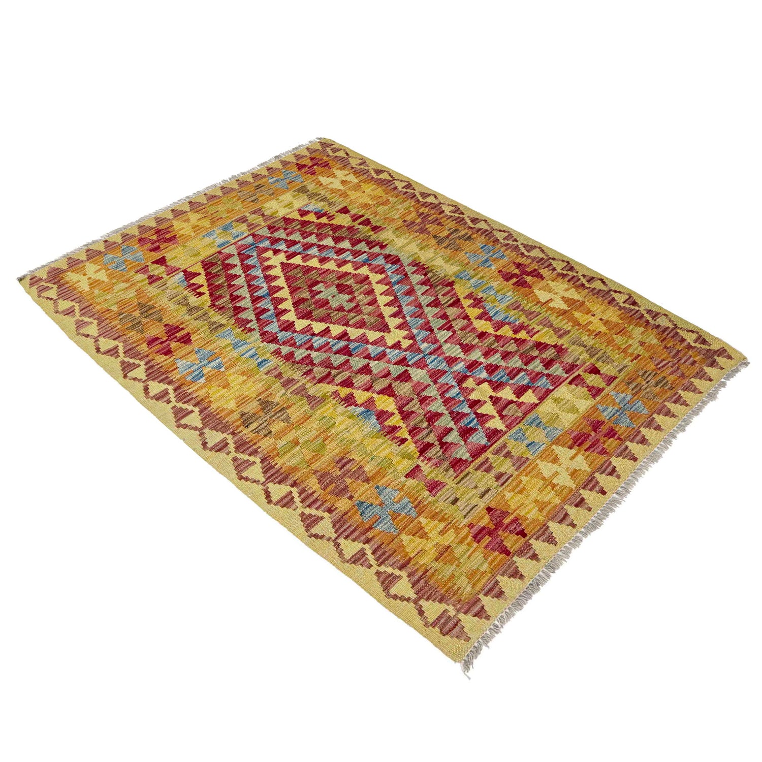 Hand Knotted Afghan Style Kilim 3' 6" x 5' 1" ft / 107 x 155 cm - No. W38246