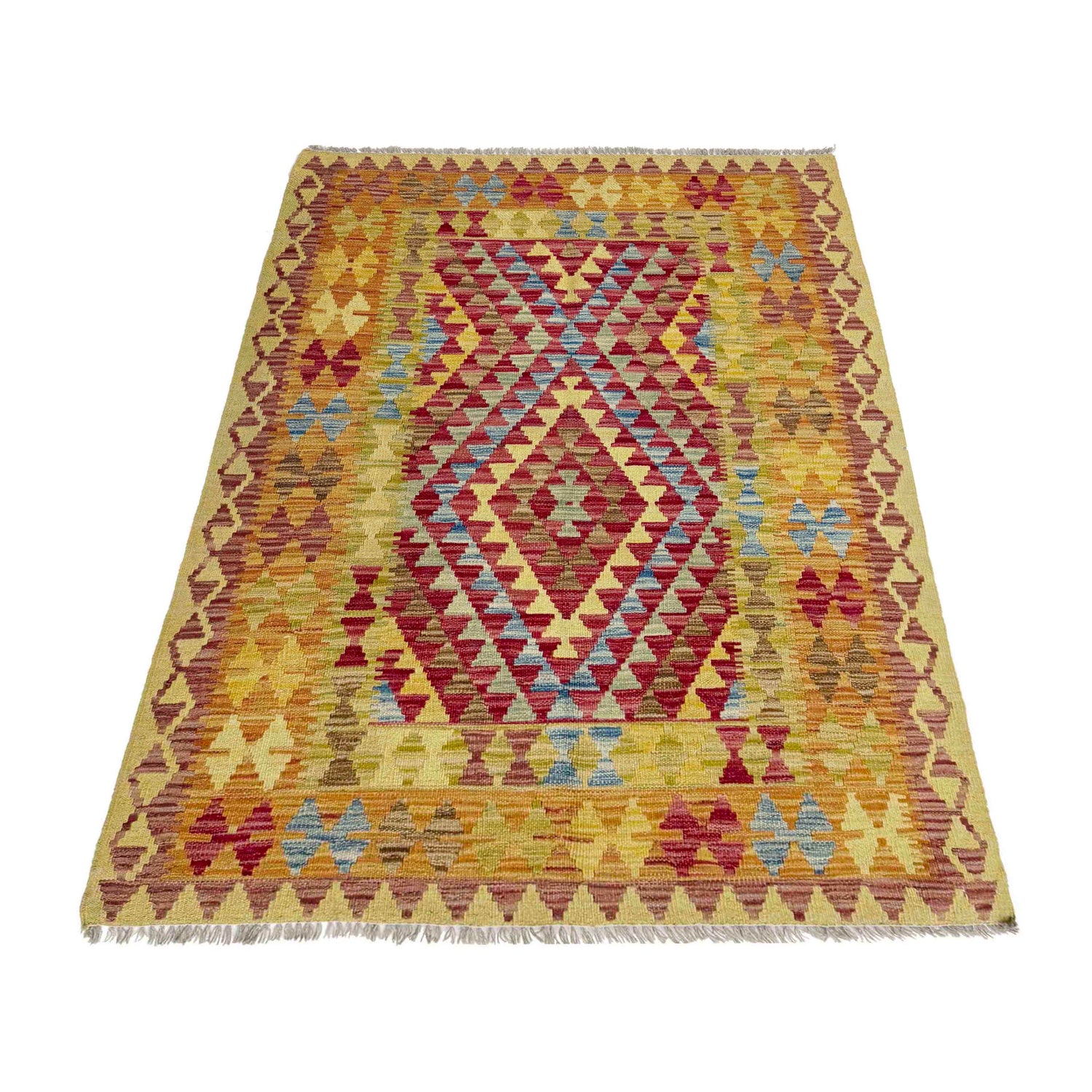 Hand Knotted Afghan Style Kilim 3' 6" x 5' 1" ft / 107 x 155 cm - No. W38246