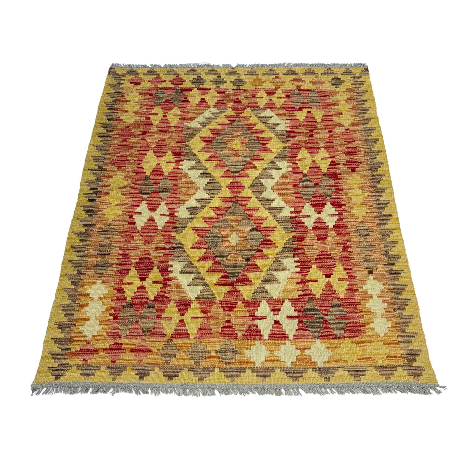 Hand Woven Wool Kelim 3' 7" x 4' 5" ft / 108 x 134 cm - No. W38247