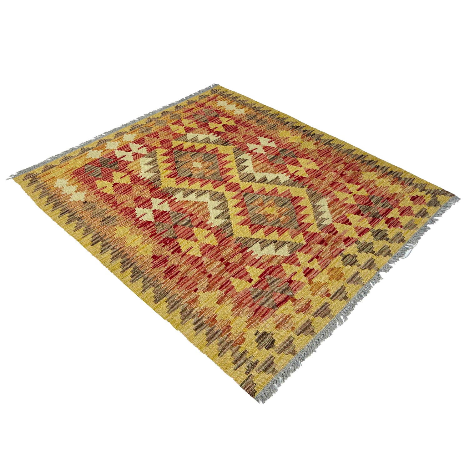Hand Woven Wool Kelim 3' 7" x 4' 5" ft / 108 x 134 cm - No. W38247