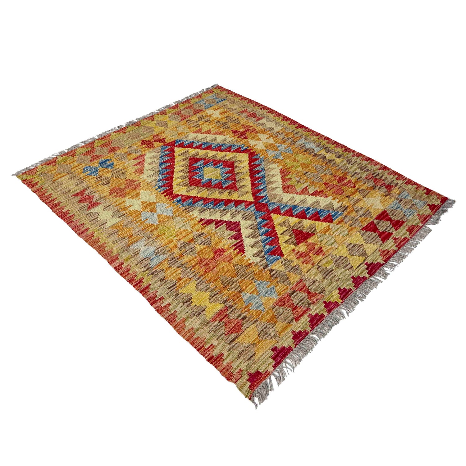 Handmade Turkish Design Wool Kilim 3' 7" x 4' 4" ft / 109 x 131 cm - No. W38248