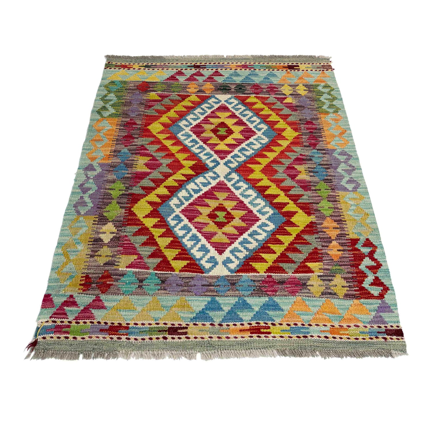 Handmade Turkish Design Wool Kilim 2' 9" x 3' 10" ft / 84 x 116 cm - No. W38561