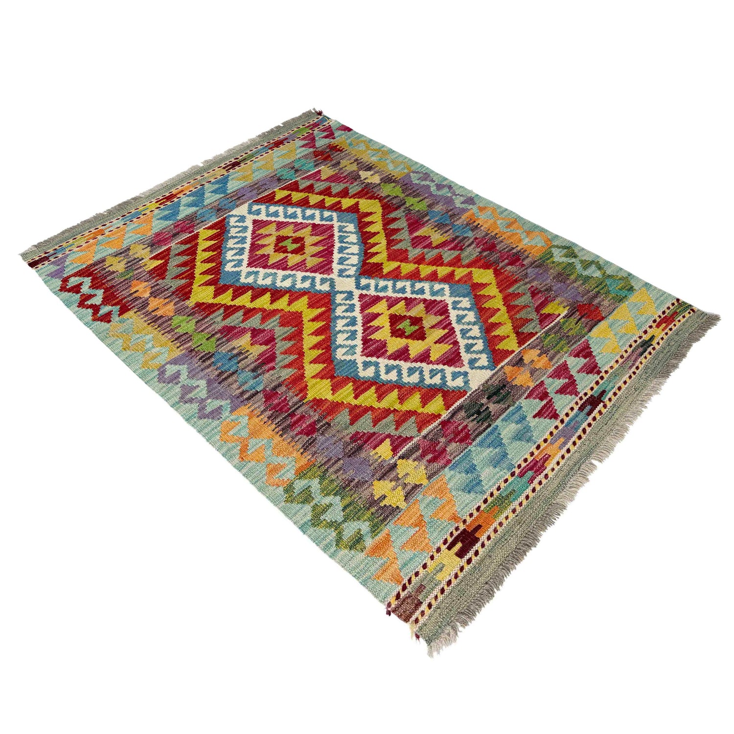 Handmade Turkish Design Wool Kilim 2' 9" x 3' 10" ft / 84 x 116 cm - No. W38561