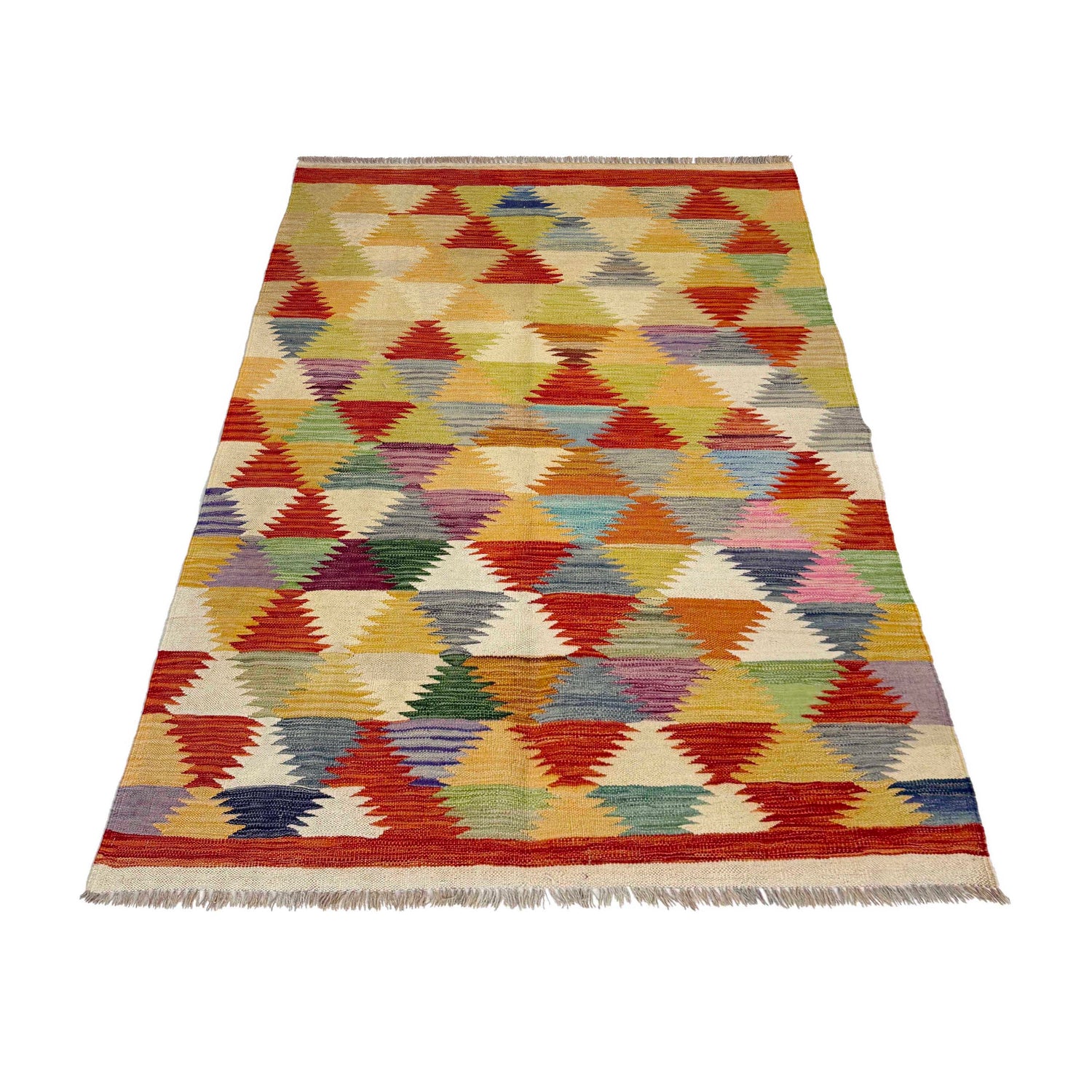 Hand Made Afghan Kilim 3' 10" x 5' 10" ft / 118 x 179 cm - No. W38938