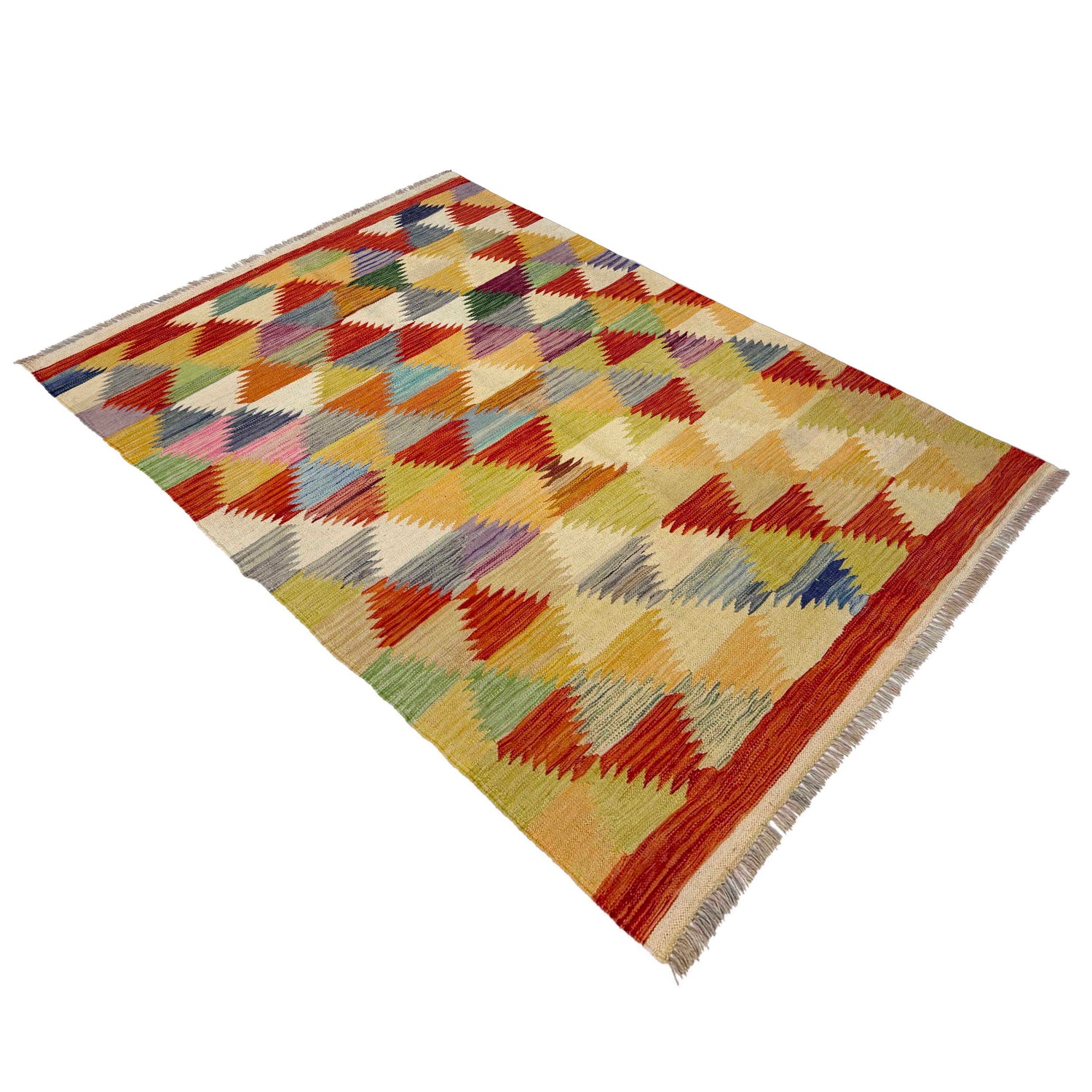 Hand Made Afghan Kilim 3' 10" x 5' 10" ft / 118 x 179 cm - No. W38938