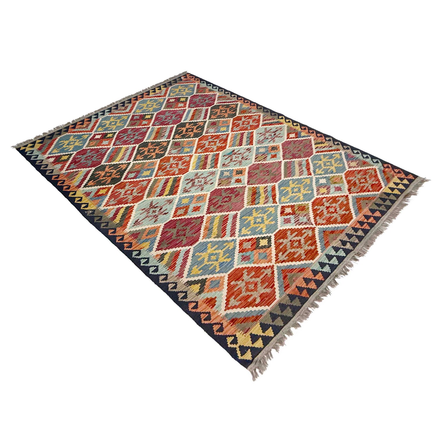 Handmade Afghan Vegetable Kilim 5' 9" x 8' 2" ft / 174 x 250 cm - No. W38939