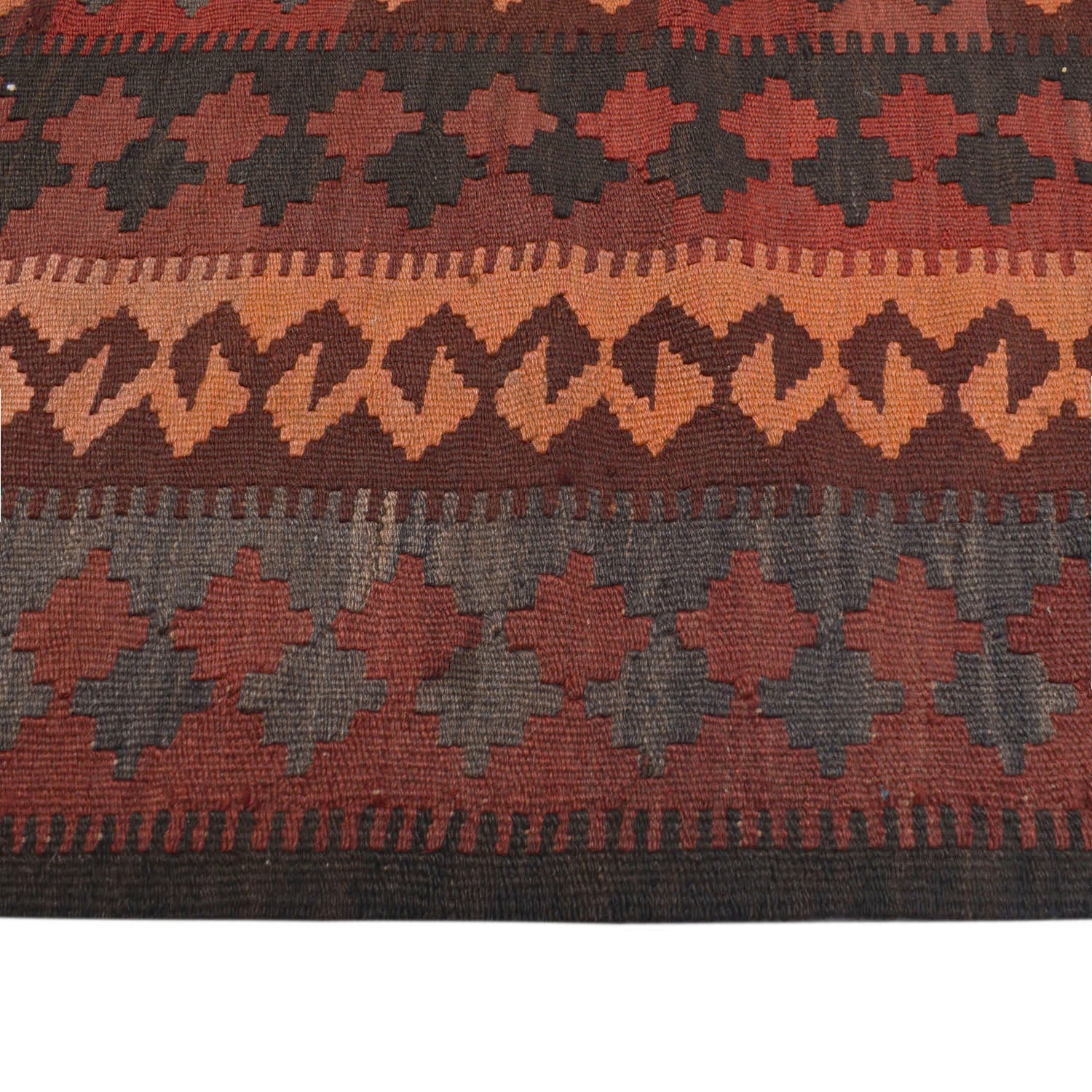 Flatweave Red Kilim 6' 7" x 8' 4" ft / 200 x 254 cm - No. Y11881