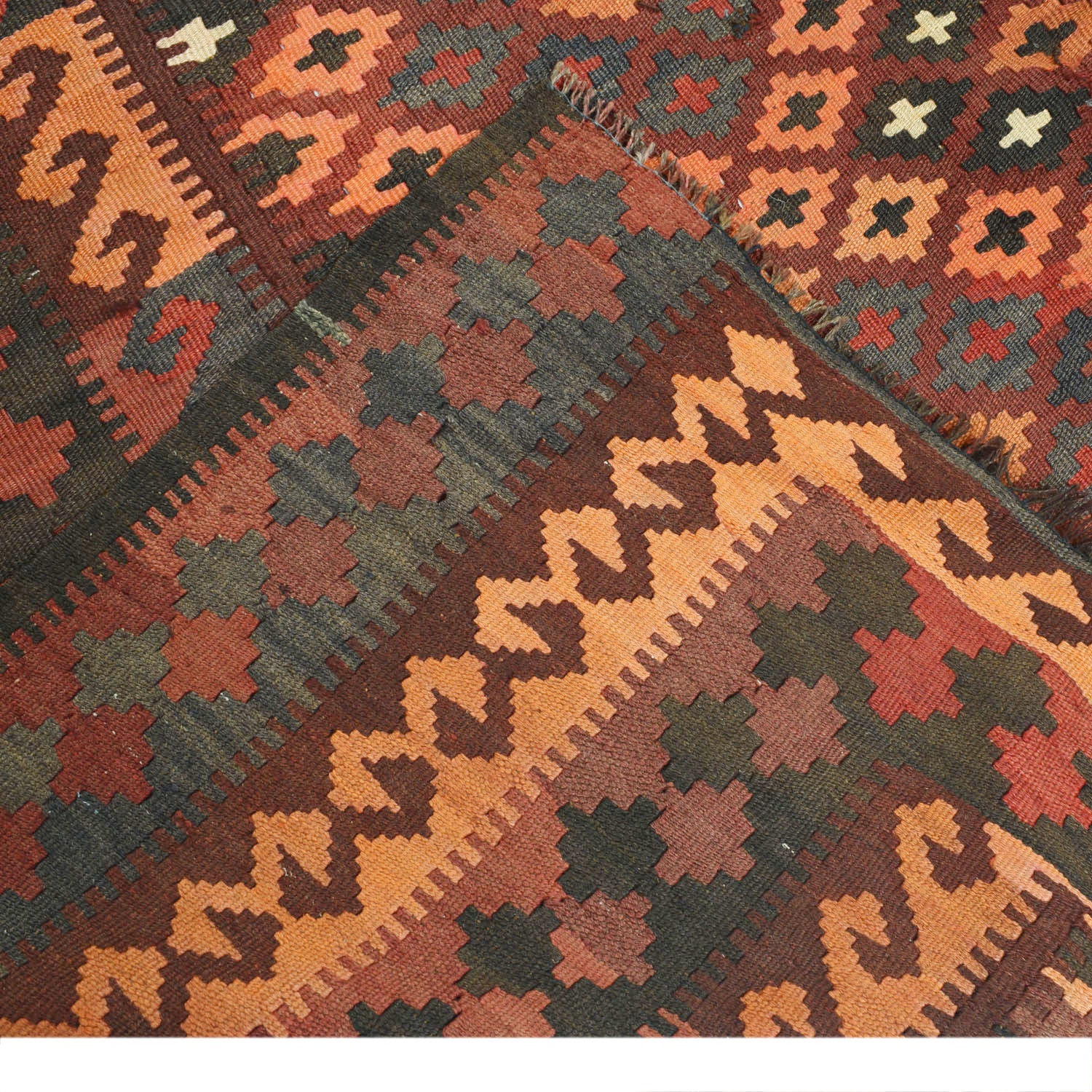 Flatweave Red Kilim 6' 7" x 8' 4" ft / 200 x 254 cm - No. Y11881