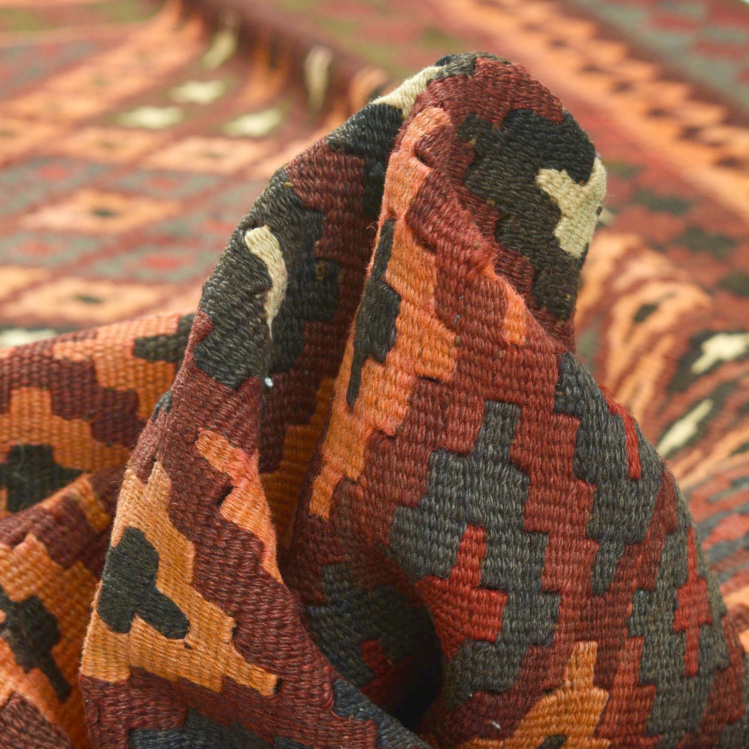 Flatweave Red Kilim 6' 7" x 8' 4" ft / 200 x 254 cm - No. Y11881