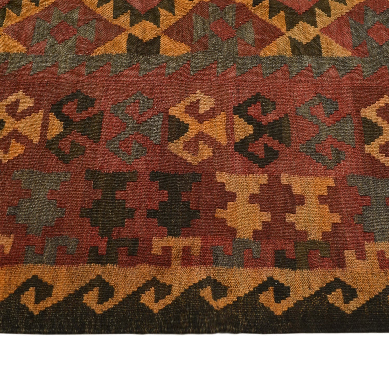 Flatweave Red Kilim 6' 7" x 8' 8" ft / 201 x 265 cm - No. Y11884