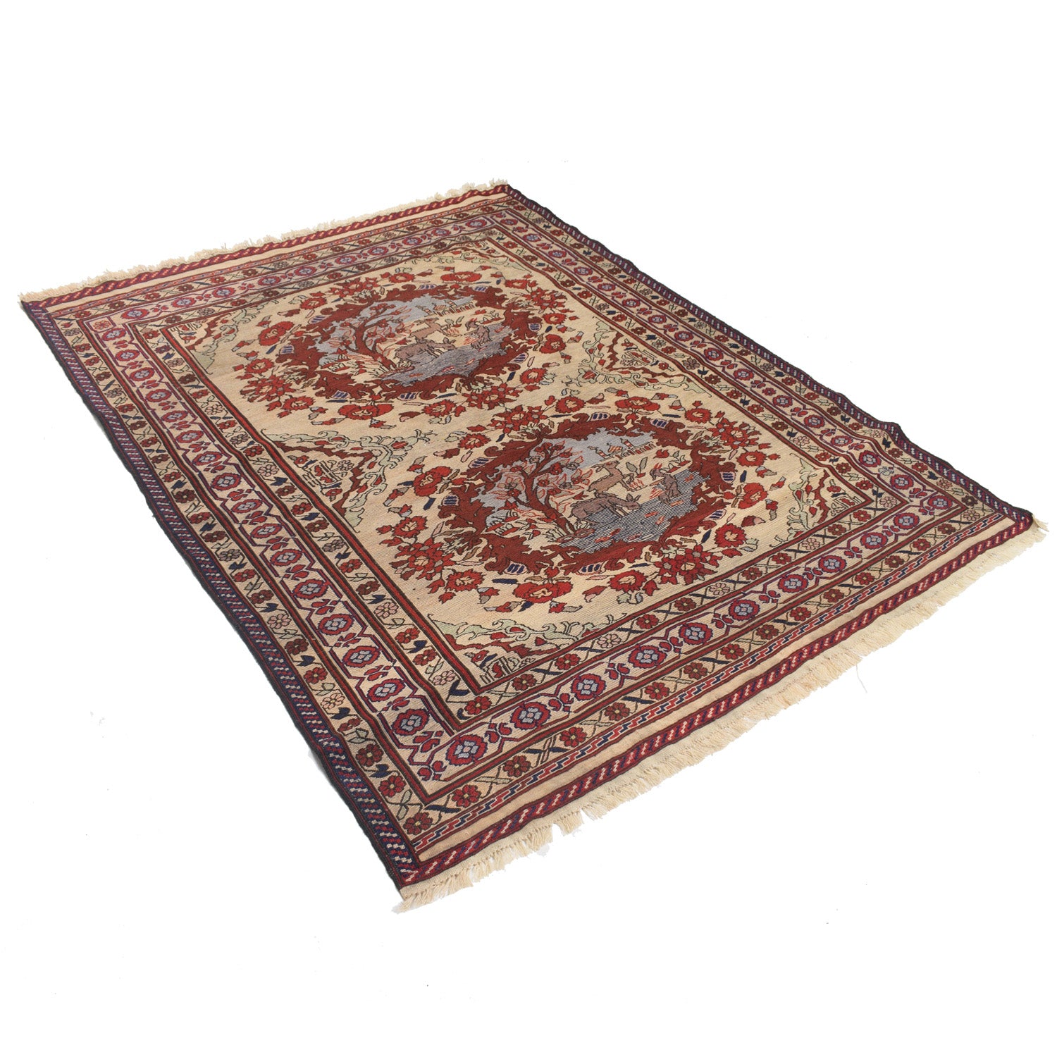 Handmade Afghan Kilim 4' 8" x 6' 1" ft / 143 x 186 cm - No. Y12690