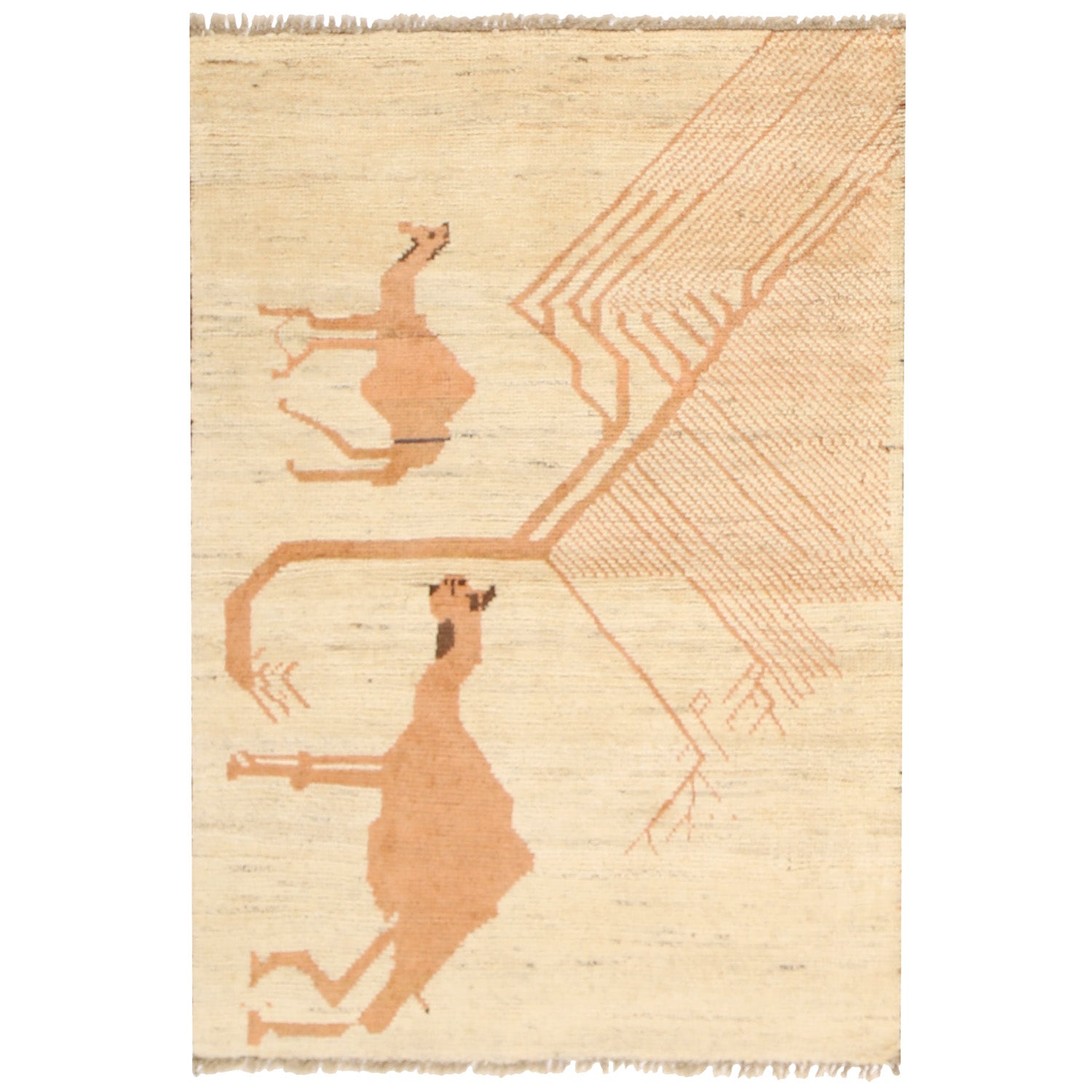 Hand Made Animal Pictorial Area Carpet 2' 8" x 4' 2" ft / 82 x 128 cm - No. Y12923