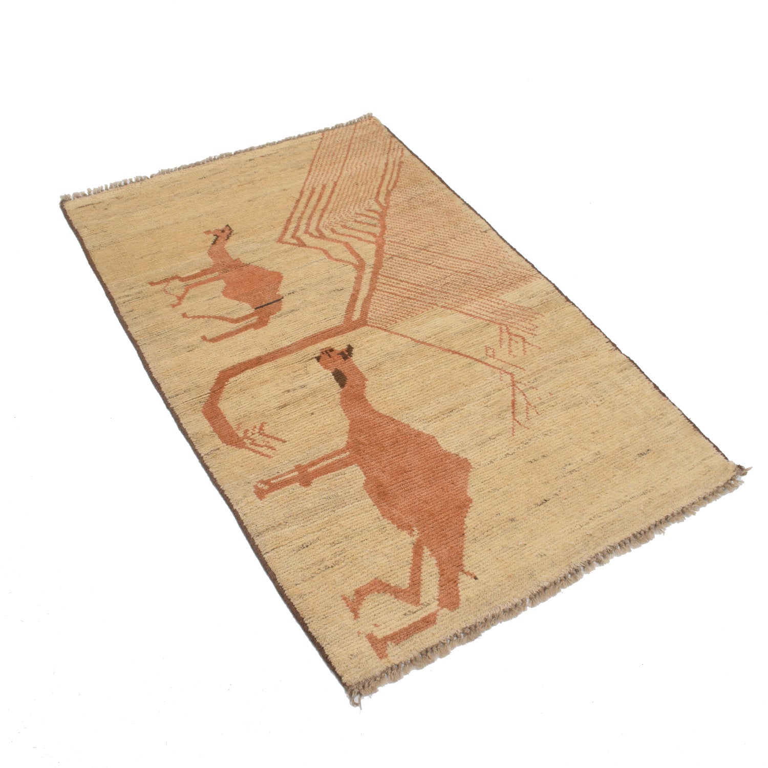 Hand Made Animal Pictorial Area Carpet 2' 8" x 4' 2" ft / 82 x 128 cm - No. Y12923