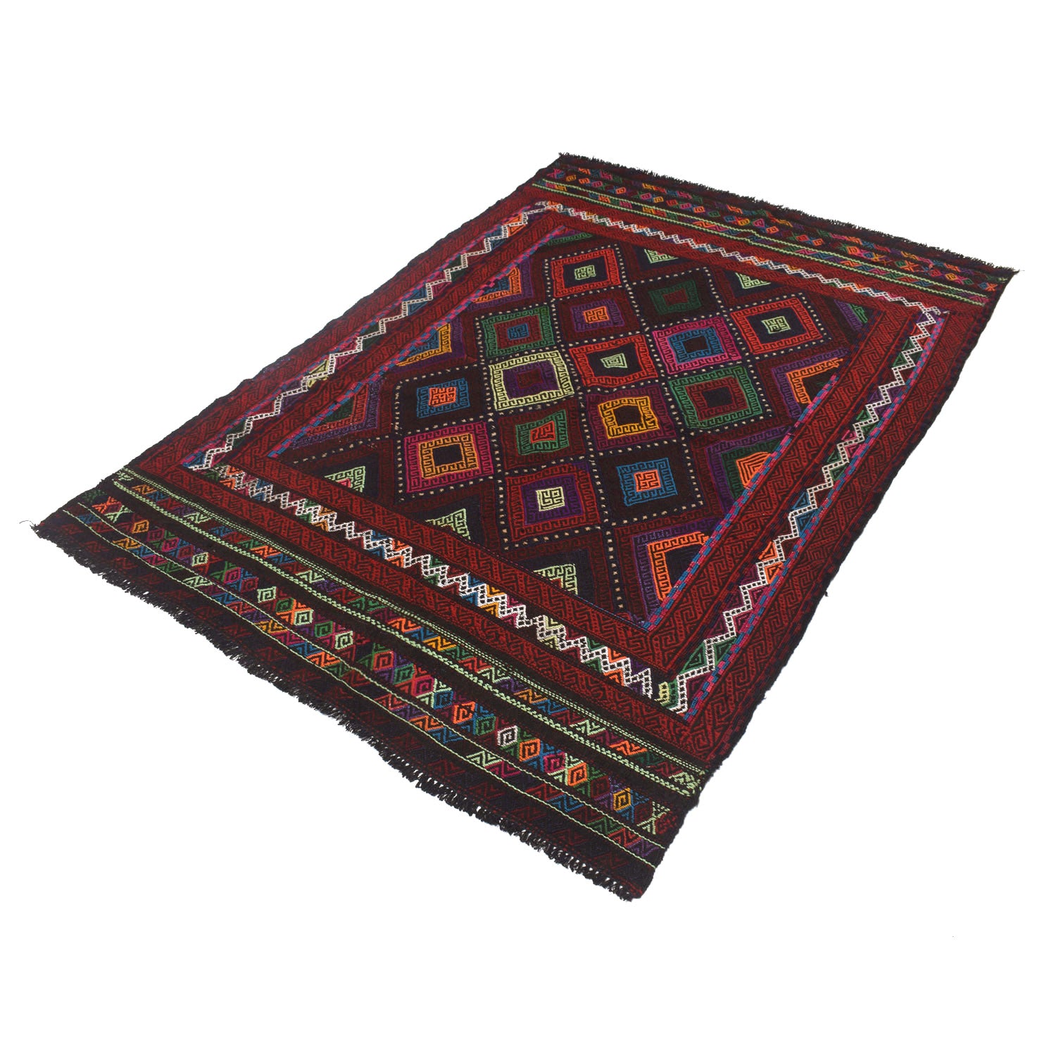 Hand Knotted Suzuni Kelim 4' 5" x 6' 11" ft / 134 x 210 cm - No. Y13142