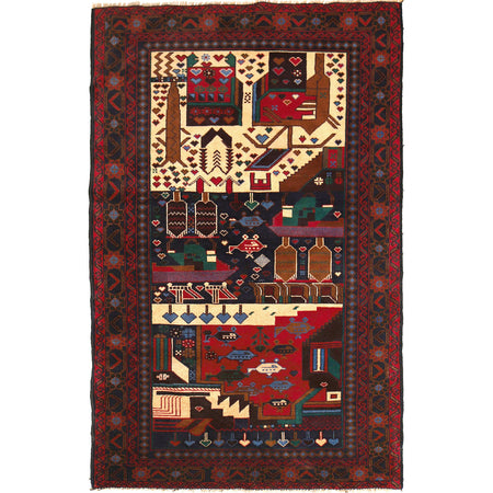 Handmade Picture Area Rug 3' 6" x 6' 6" ft / 106 x 198 cm - No. Y14166