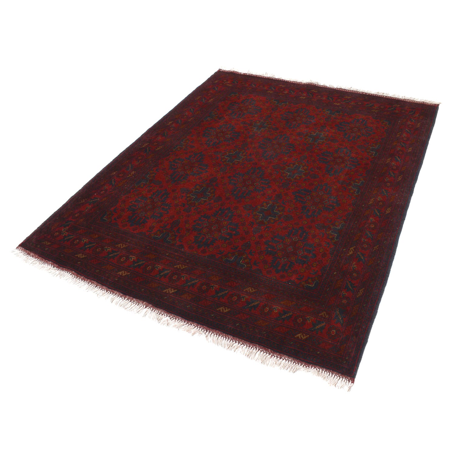 Red Color Afghan Area Rug 5' 0" x 6' 4" ft / 153 x 194 cm - No. Y14239