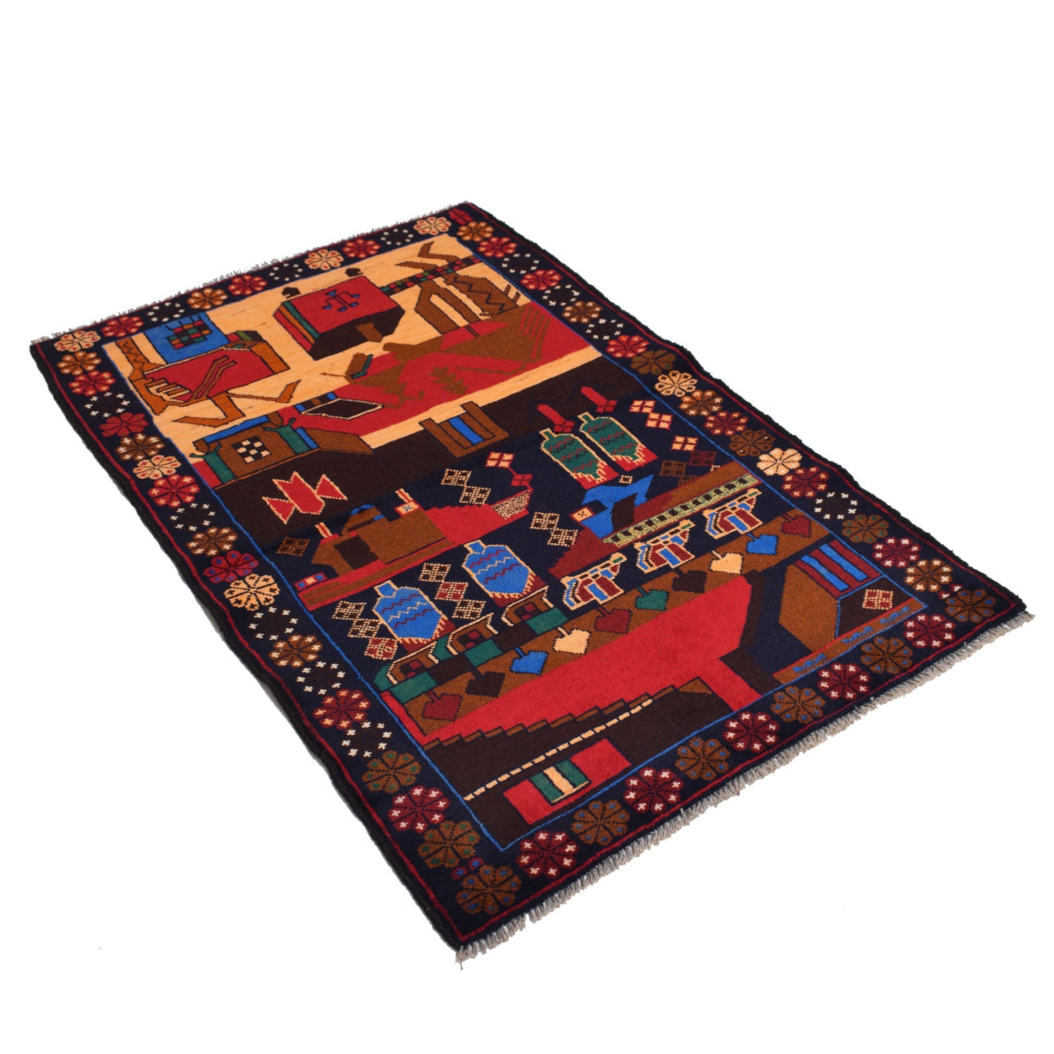 Handmade Pictorial Carpet 3' 0" x 4' 8" ft / 92 x 141 cm - No. Y14761