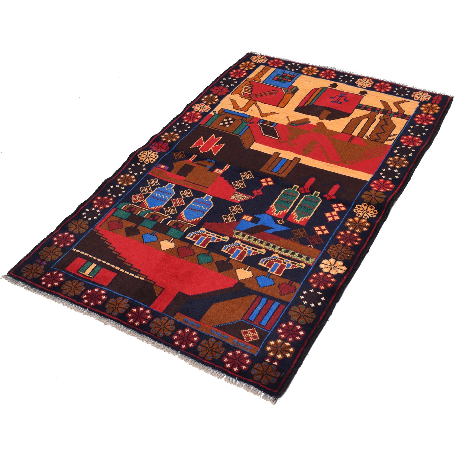 Handmade Pictorial Carpet 3' 0" x 4' 8" ft / 92 x 141 cm - No. Y14761