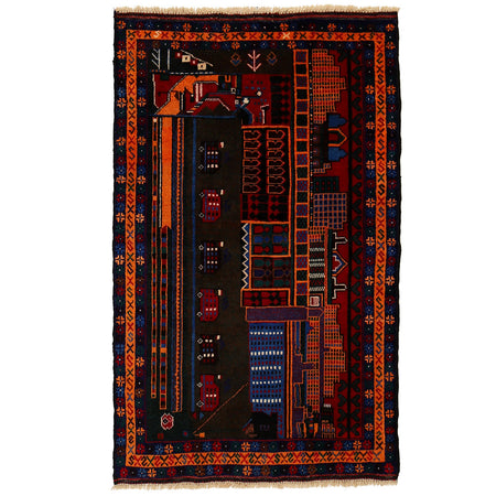 Handmade Picture Area Rug 2' 11" x 4' 6" ft / 88 x 137 cm - No. Y14774