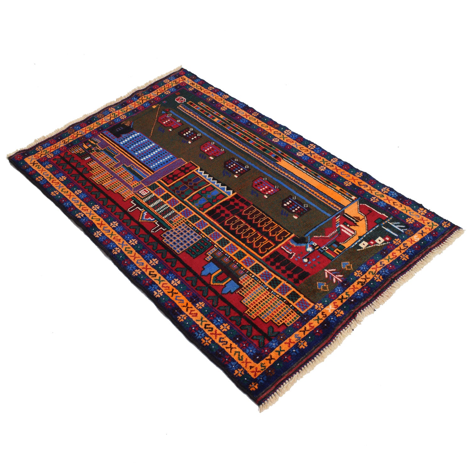Handmade Picture Area Rug 2' 11" x 4' 6" ft / 88 x 137 cm - No. Y14774